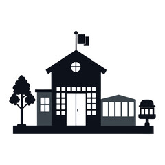 vector silhouette police station and police