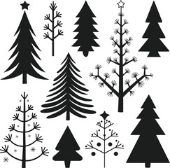 Fototapeta premium Set of Christmas Tree Silhouette Vector for Christmas - Perfect for Holiday and Winter Designs