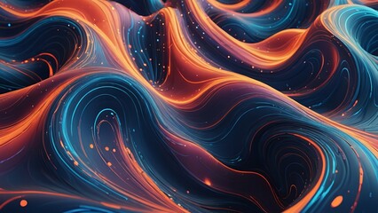 Abstract wavy background in blue and orange with a cosmic feel.