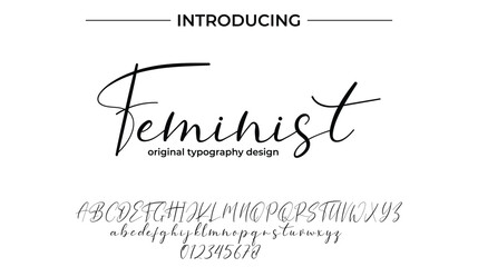 Feminist Font Stylish brush painted an uppercase vector letters, alphabet, typeface