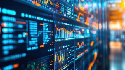 High-detail screen with warehouse operations data, manager analyzing global stock flow