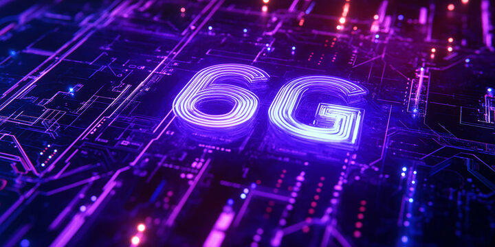 6g wireless cellular network technology connecting digital devices on circuit board