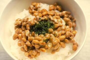 Japanese breakfast; Natto and Rice	