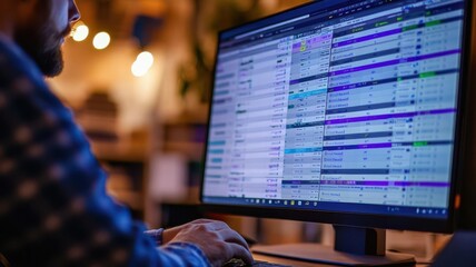 Digital order processing system on screen, worker reviewing details