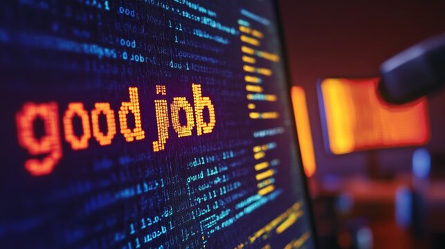 Colorful code displaying 'good job' message