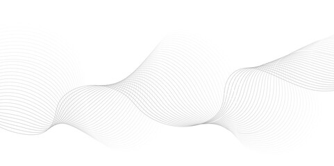 White wave curve lines banner background design. Abstract soft wave lines dynamic flowing gray light isolated background. Vector Illustration of the gray pattern of lines. Black stripes on white .	
