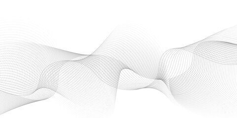 Fototapeta premium White wave curve lines banner background design. Abstract soft wave lines dynamic flowing gray light isolated background. Vector Illustration of the gray pattern of lines. Black stripes on white . 