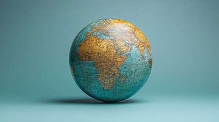 Stylized transparent globe symbolizing global connectivity with a focus on Africa, set against a soft blue background, representing international networks, technology, and worldwide communication.