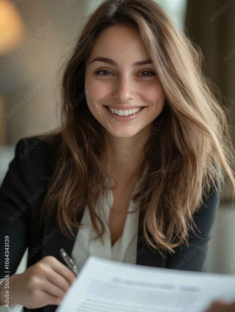 Wall mural Successful Businesswoman with Paperwork