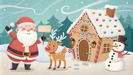 Naklejka premium Santa Claus is holding a sign that says 