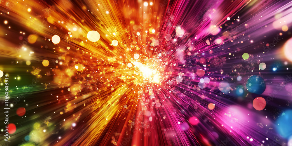 Aufkleber Abstract festive background exploding with bright colorful lights and bokeh effect