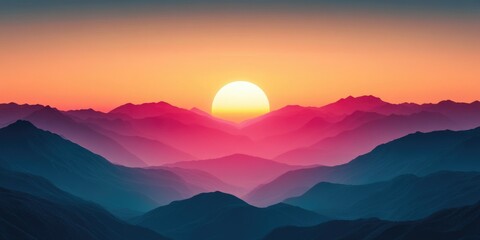 Obraz premium Radiant Sunset over Majestic Mountains