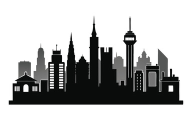 Fototapeta premium silhouette building city on white background