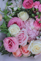 Roses flower bouquet gift on background for Valentine day or wedding