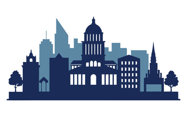 Fototapeta premium silhouette building city on white background