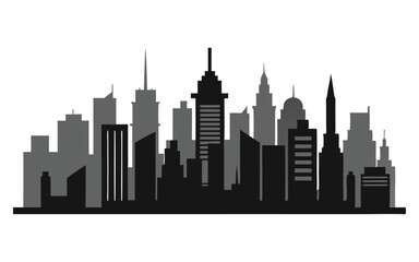 Obraz premium silhouette building city on white background