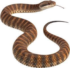 Fototapeta premium Realistic Death Adder clipart with coiled body, broad head, and unique pattern. 