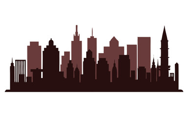 Fototapeta premium silhouette building city on white background