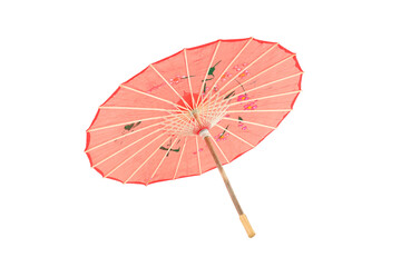 PNG, Red Japanese umbrella, isolated on white background © Atlas