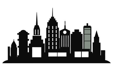 Fototapeta premium silhouette building city on white background