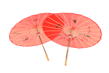 PNG, Red Japanese umbrellas, isolated on white background