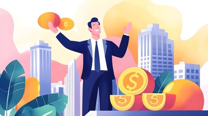 Obraz premium Businessman Success Financial Growth