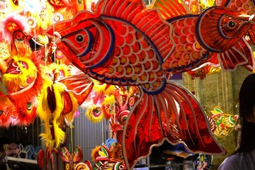 Fototapeta premium Night festival toys in Hanoi, Vietnam in autumn