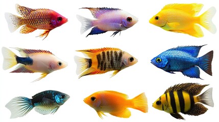 Fototapeta premium Colorful Tropical Fish Collection for Aquatic Enthusiasts
