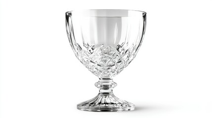 Elegant Clear Crystal Goblet on White Background