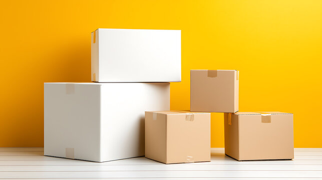 Explore modern storage solutions with white cardboard boxes featuring bold fonts for enhanced organization