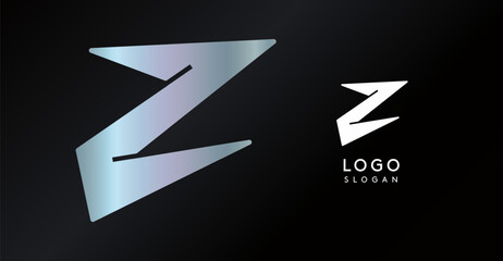 Geometric triangular Z letter, abstract dynamic logo, modern holographic gradient monogram for gaming, technology, urban art, innovation, streetwear brand, sci-fi cybersport. Vector illustration