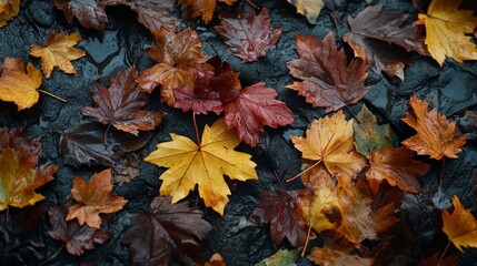 Obraz premium 1.Autumn Rain and Falling Leaves: