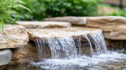 Obraz premium Serene Waterfall Cascading into a Clear Pool
