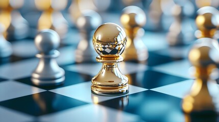 Gold Chess Piece on Board