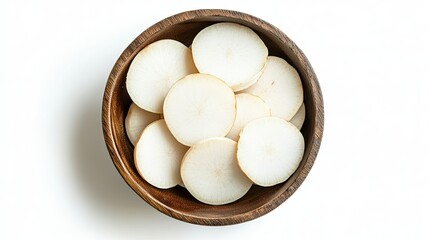 Fresh Sliced Vegetables in Wooden Bowl