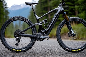 Fototapeta premium Person shifting gears on a mountain bike, showcasing the adaptability of gear ratios for different terrains