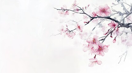 Delicate Cherry Blossom Branch in Soft Colors