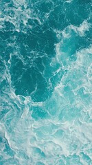 Obraz premium Turquoise Ocean Water with White Foam Abstract Background Texture