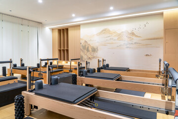 Luxurious and fully equipped yoga gym, Pilates studio