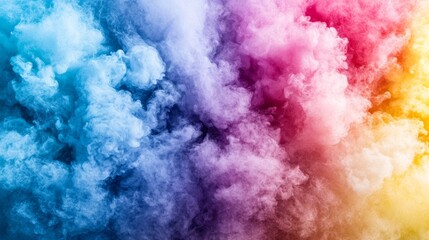 Obraz premium Abstract Colorful Smoke Clouds Blue Pink Yellow Swirling Vapor Fog Background Text