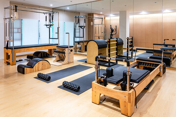 Luxurious and fully equipped yoga gym, Pilates studio