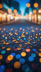 Fototapeta premium Bokeh Lights Abstract Background Urban Night Cityscape