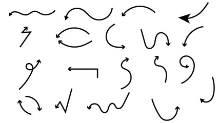  Hand drawn black arrows in various style