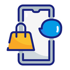 Mobile App with Shopping Bag and Dollar Sign