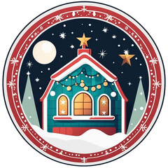 Obraz premium Christmas logo with a house, snow or winter icon (png)