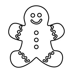 Gingerbread man whole line icon. Christmas winter cookies composition. Holiday winter symbols design. Vector illustration