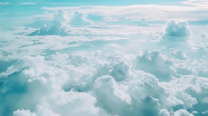 Fototapeta premium Serene Blue Sky and White Clouds - A Comforting Vista