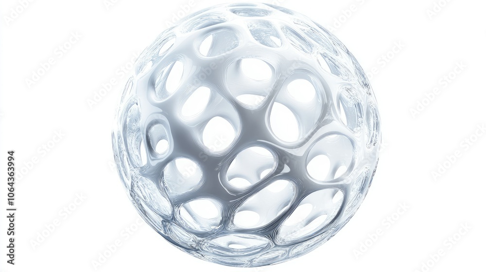 Poster abstract white sphere with unique patterns in 3d