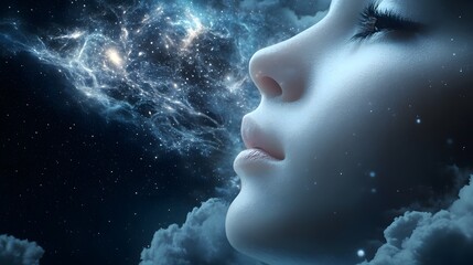 Obraz premium Mind in meditating under the universe