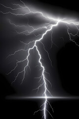 lightning bolt. Lightning flash bolt or thunderbolt. Black lightning or magic power blast storm. Thunder and lightning isolated on black background